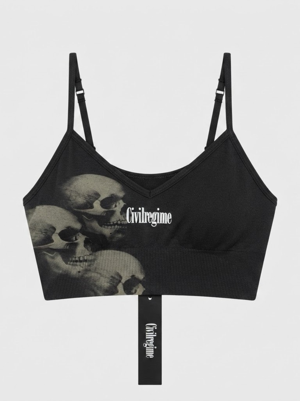 Civil Regime Dead At Sea Kelly Seamless Bra Black Oyster Skull Women Small NWT